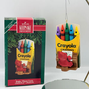 Hallmark 1991 Crayola Crayon Ornament Bright Vibrant Carols Bear NOS New In Box